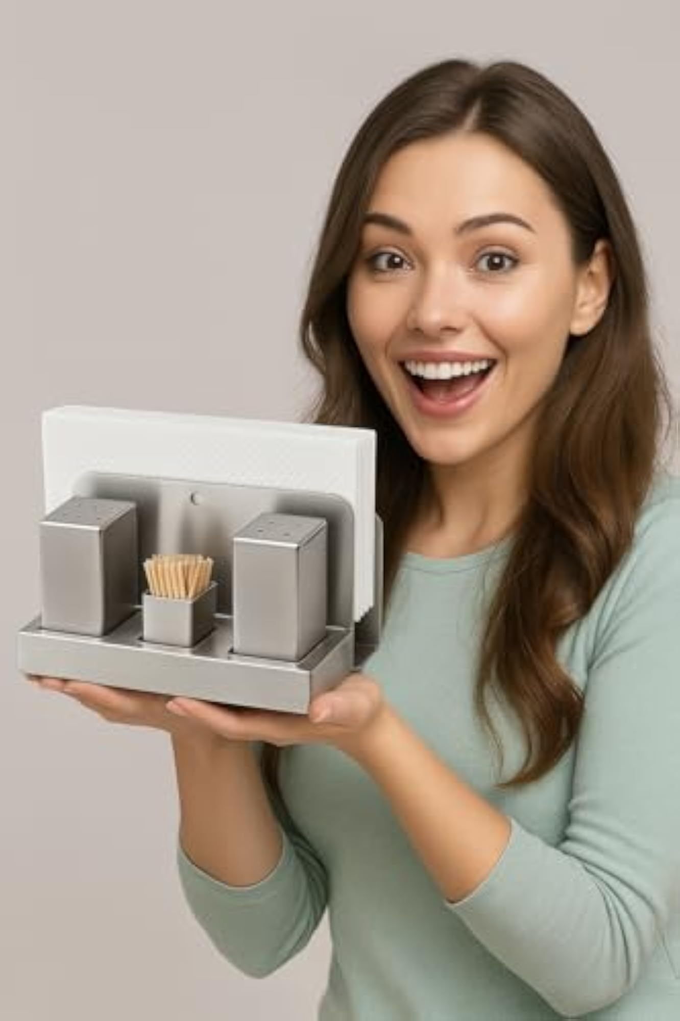 Tissue Paper Napkin Holder Box with Salt and Pepper Set